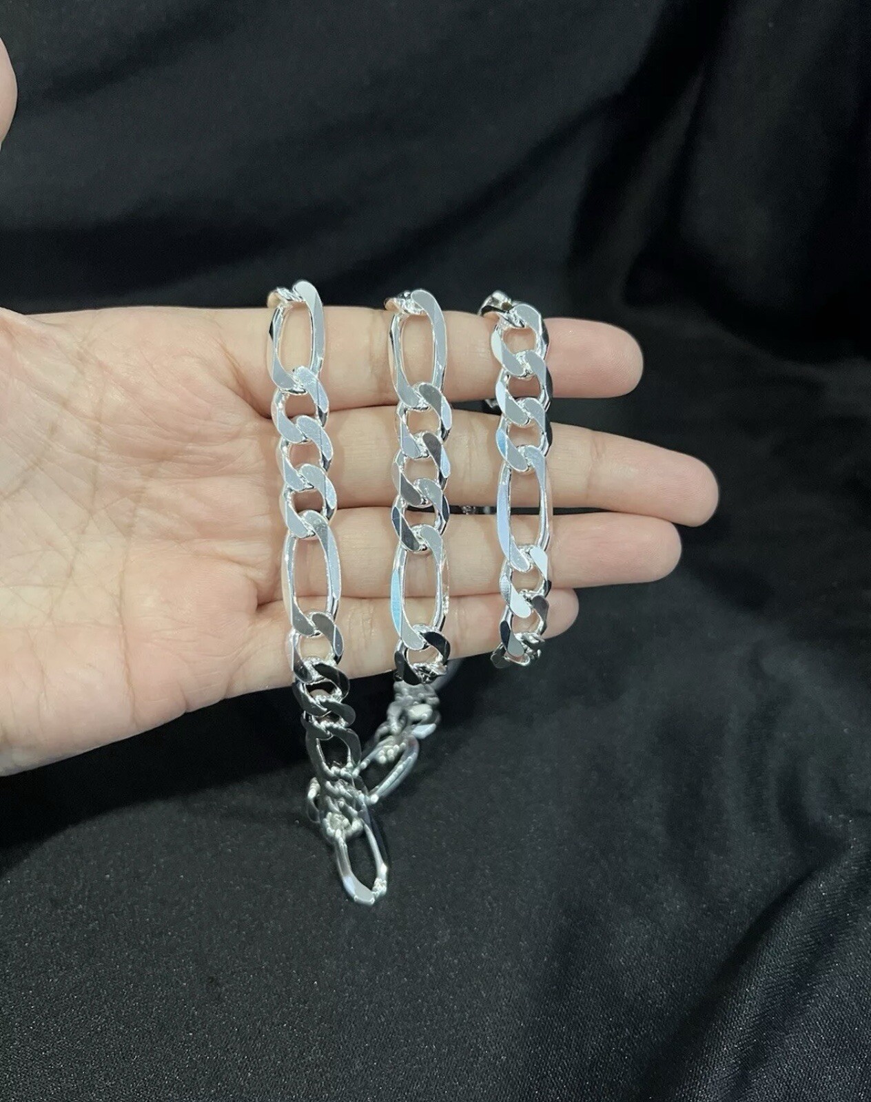 .925 Sterling Silver Men’s Male Thick Figaro Chain Necklace 28 inches LONG