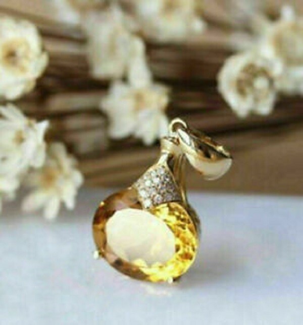 3Ct Oval Cut Citrine Women’s Pendant Necklace 14K Yellow Gold Finish Free Chain