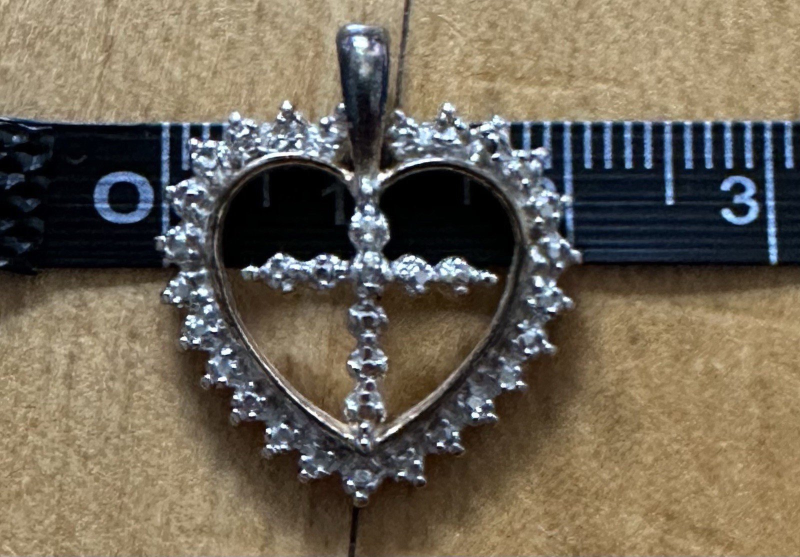Sterling Silver Two Tone Vermeil Heart Cross Love Pendant Marked RL?