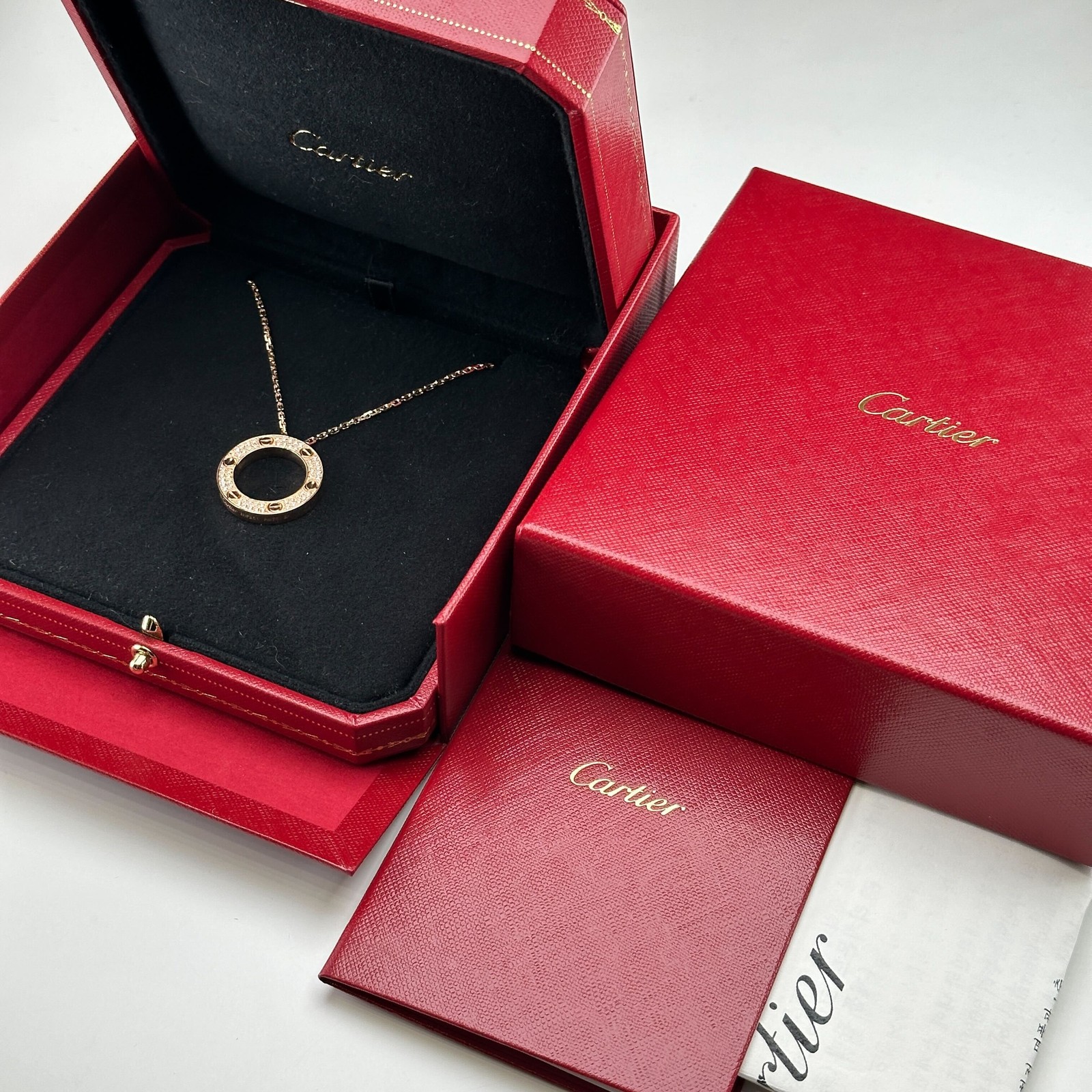 Cartier Love Pavé Diamond Necklace 750 Rose Gold (B7224527) – 2022