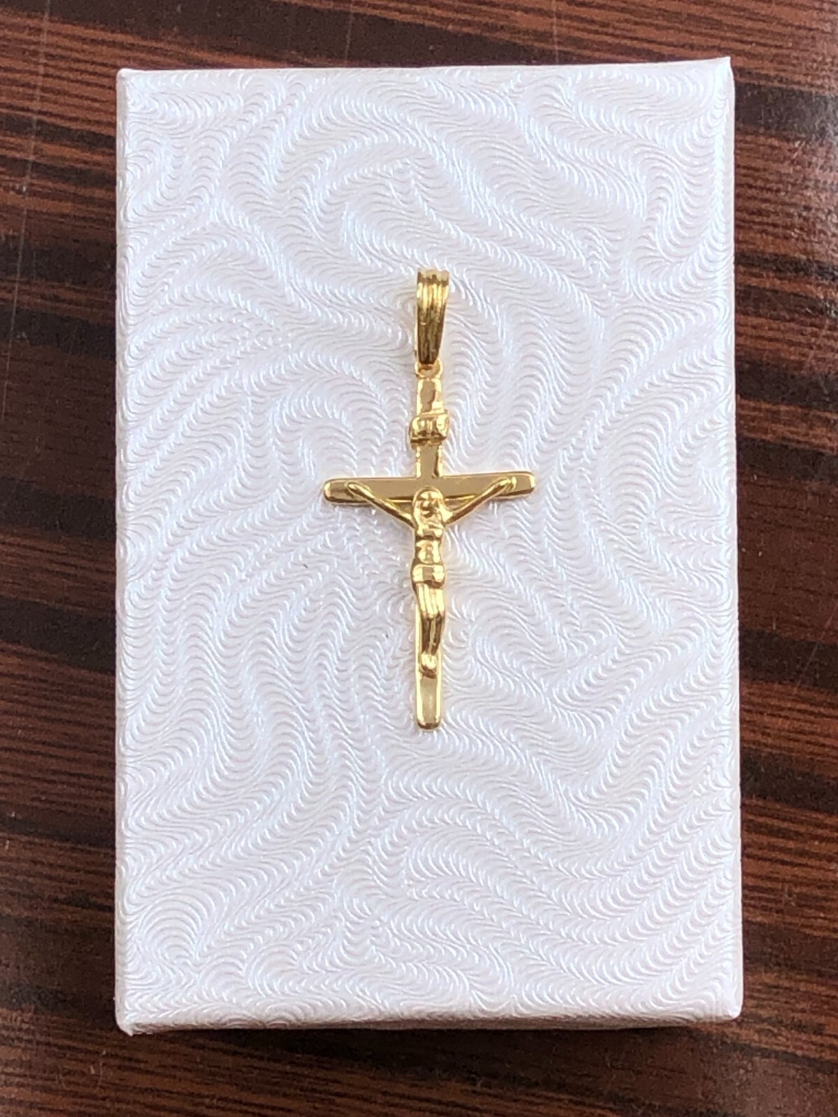 Mens Womens Small Jesus Crucifix Cross Pendant 925 Sterling Silver 24/32mm Gold