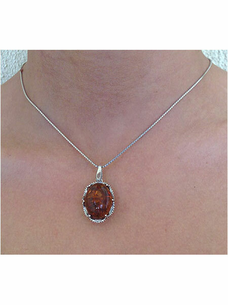 BALTIC HONEY AMBER & STERLING SILVER HANDMADE BAT, FLOWER or MODERN PENDANT