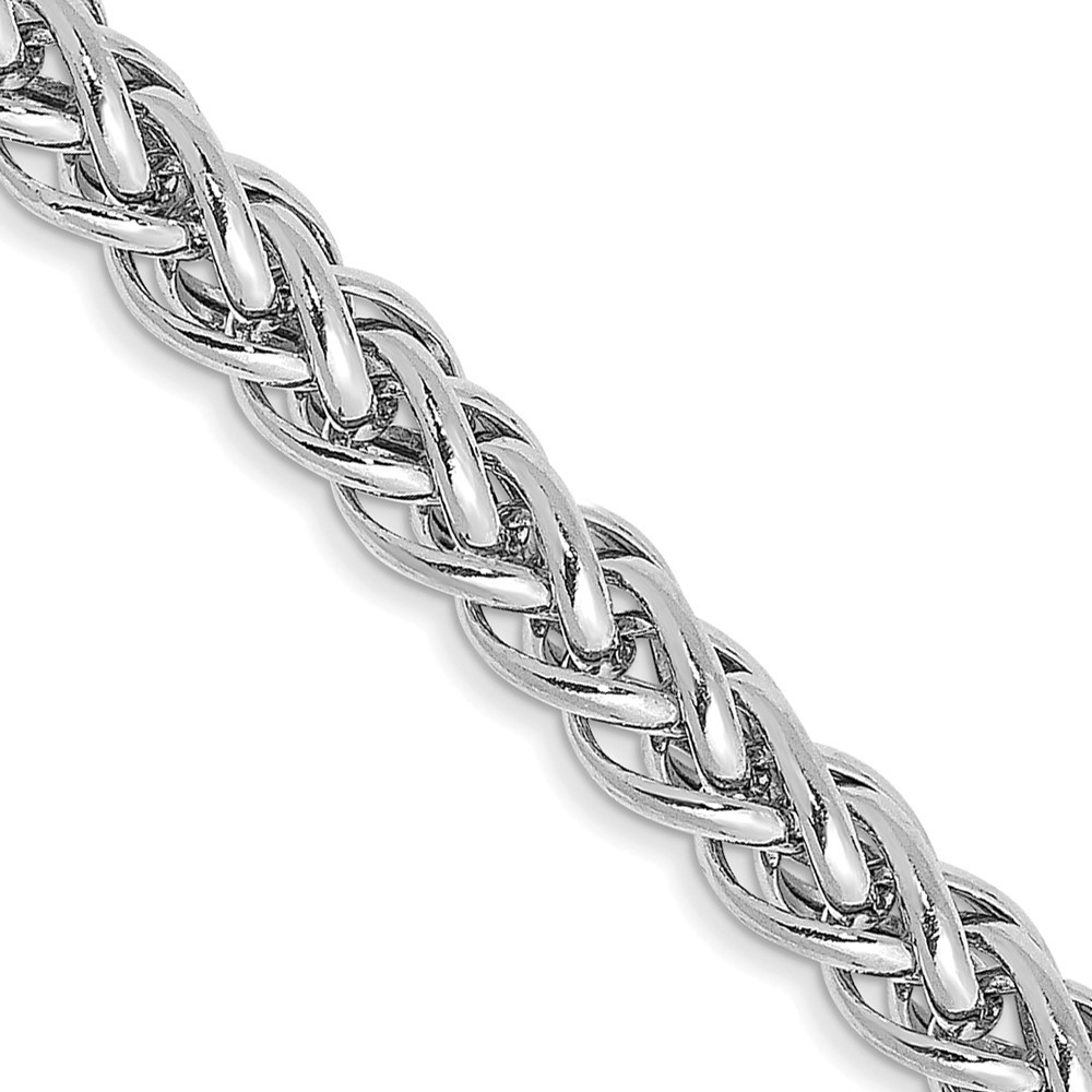 14K White Gold 4.3mm Semi-Solid 3-Wire Wheat Chain Necklace 20 In 9.73 g