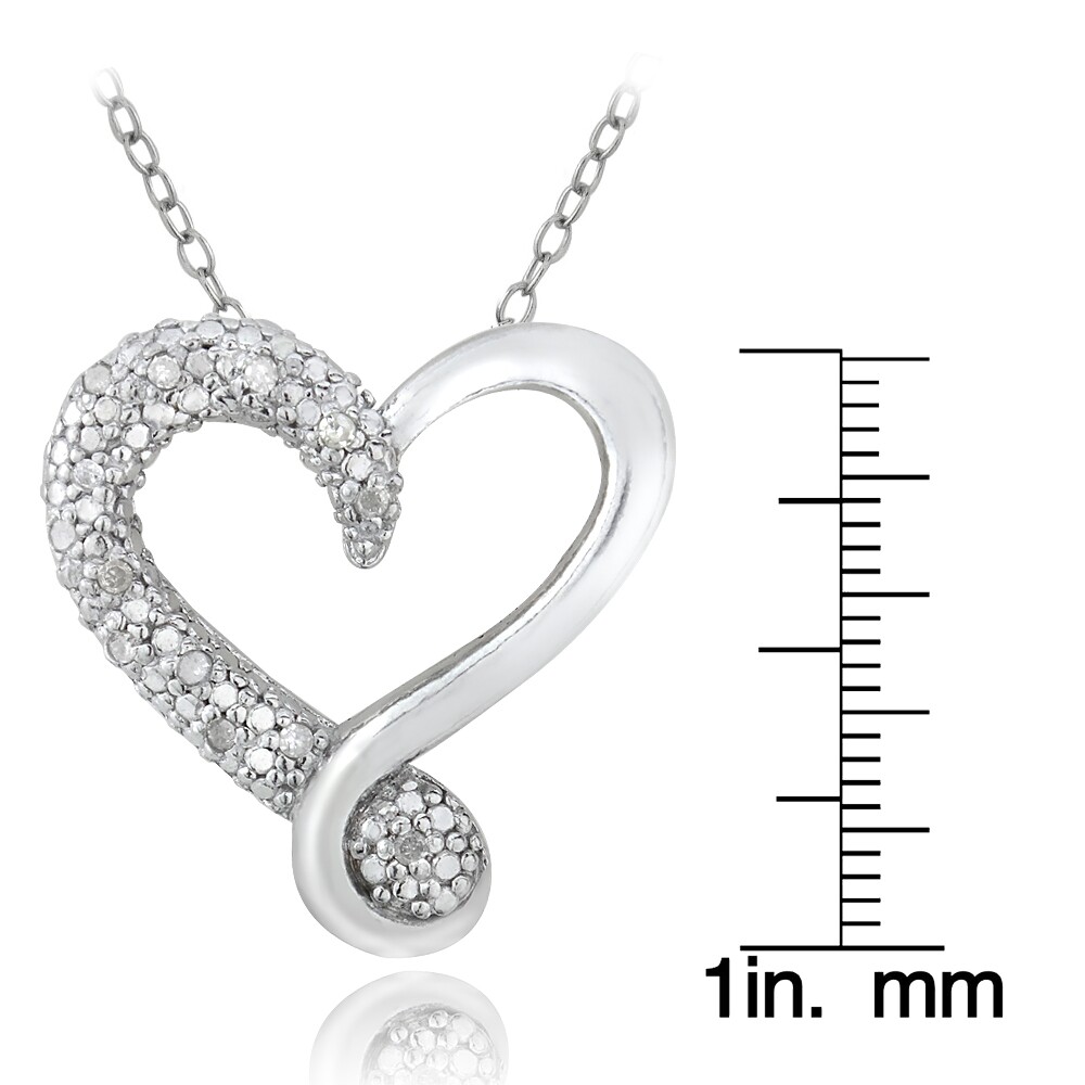 925 Sterling Silver 1/8ct Diamond Heart Necklace, 18″