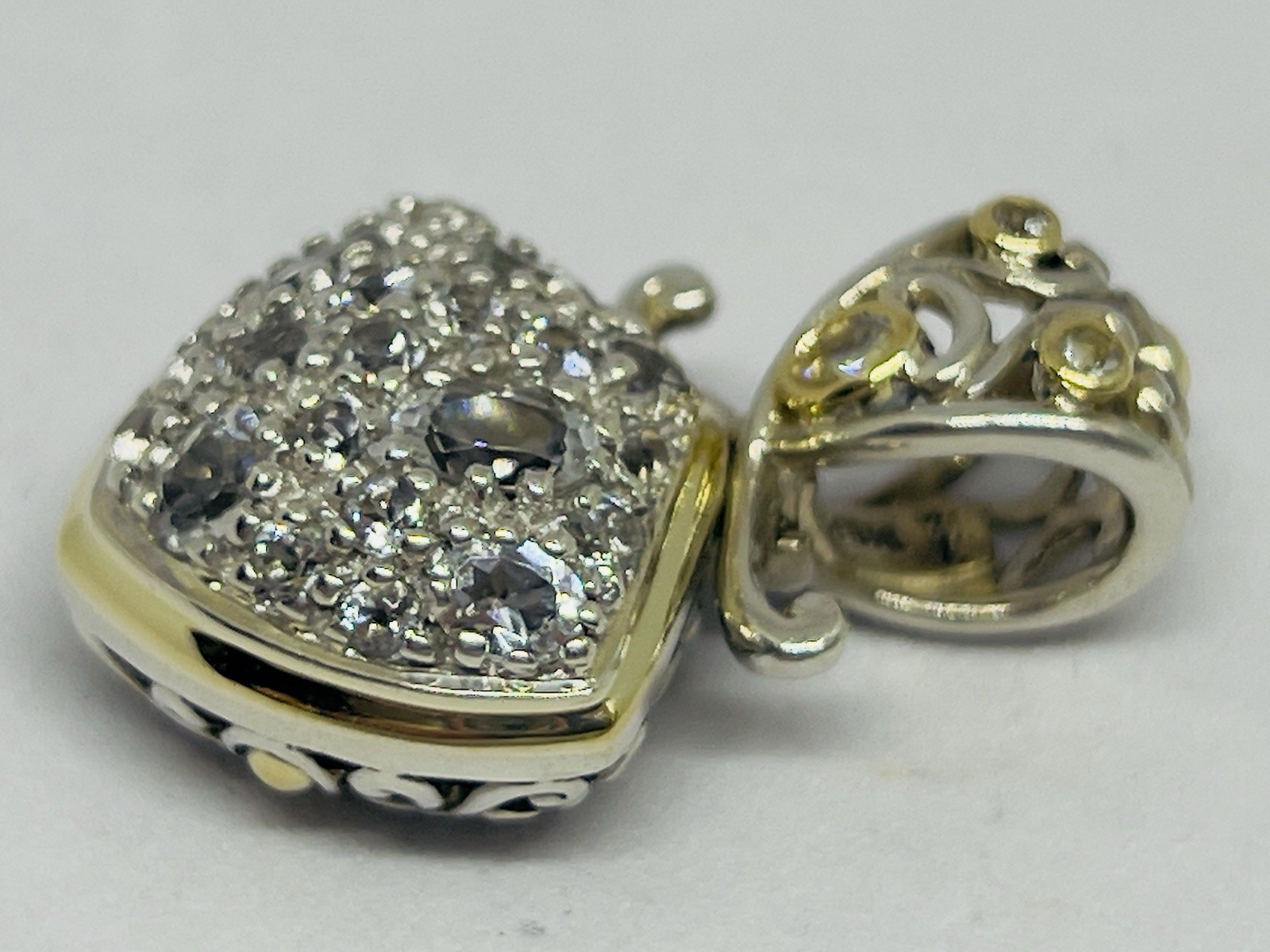 John Hardy Batu 18k Gold 925 Sterling Silver White Topaz Pendant Enhancer
