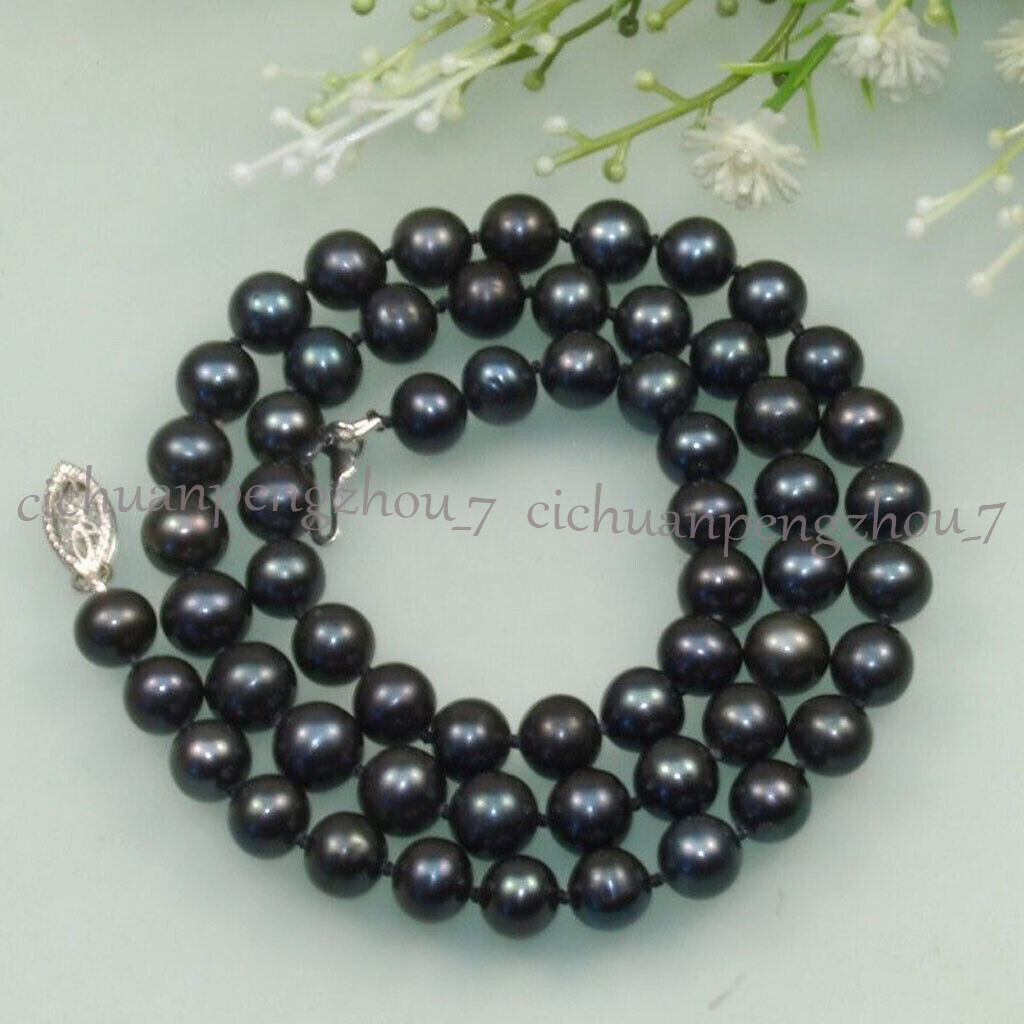 Fashion Natural 7-8mm White Black Pink Freshwater Cultured Pearl Necklace 15-19″