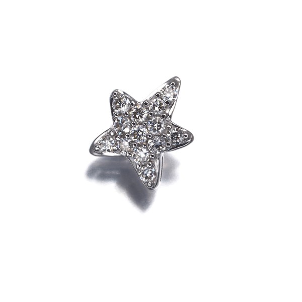 Diamond 0.12ct Paved Star Pendant 18K 750 White Gold