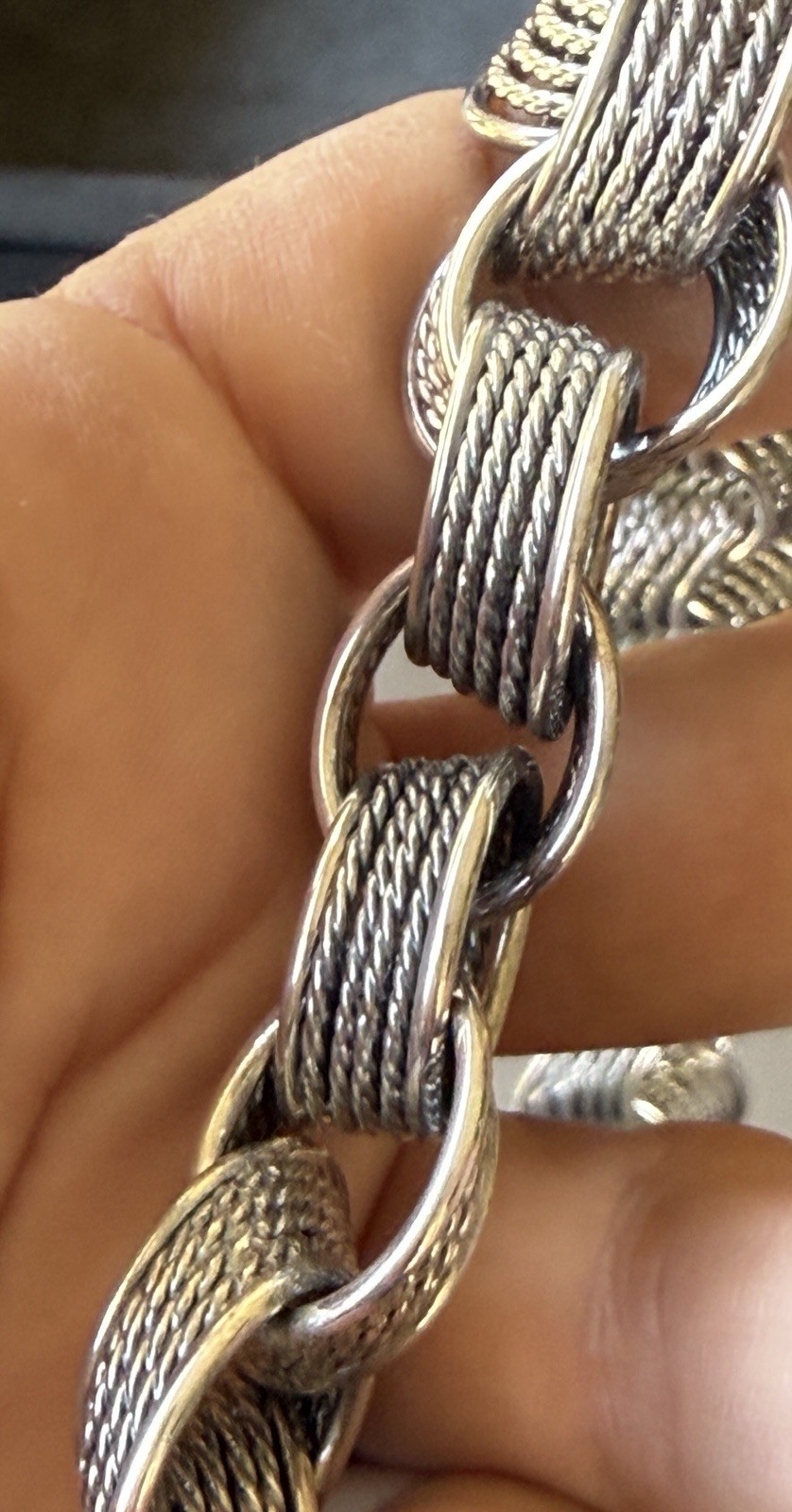 David Yurman Origami Chain Link Necklace Sterling Silver Original Box 18” 188gr