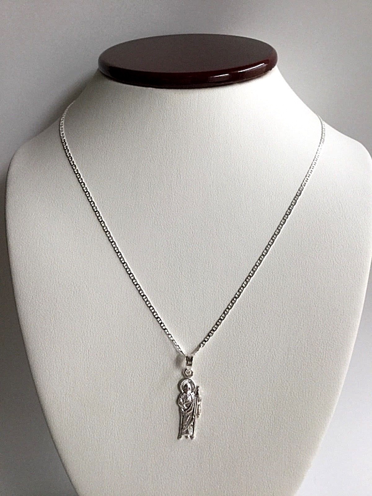 925 PLATA CADENA DE SAN JUDAS 20″ LARGO / SAINT JUDE NECKLACE 20” LONG – 30x8mm