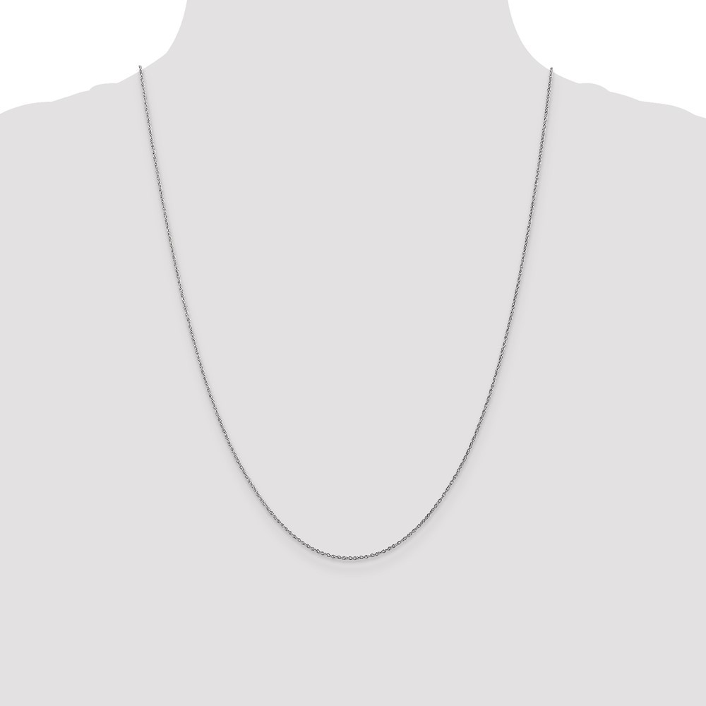 10k White Gold .8mm Lite-Baby Rope Chain Necklace 24″