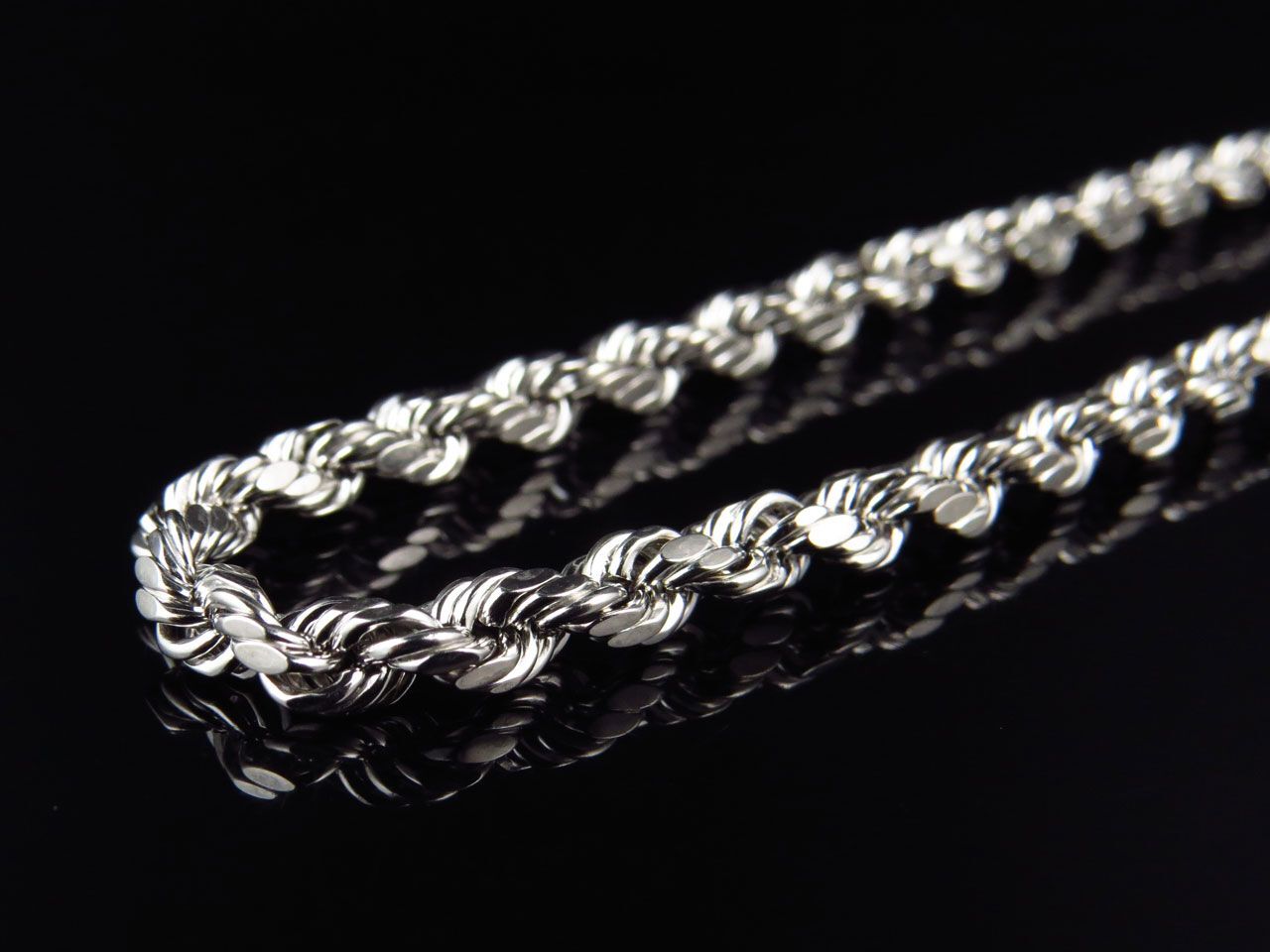 Men’s Or Ladies 10K White Gold Hollow Rope Chain 3.5MM 18-28 Inches