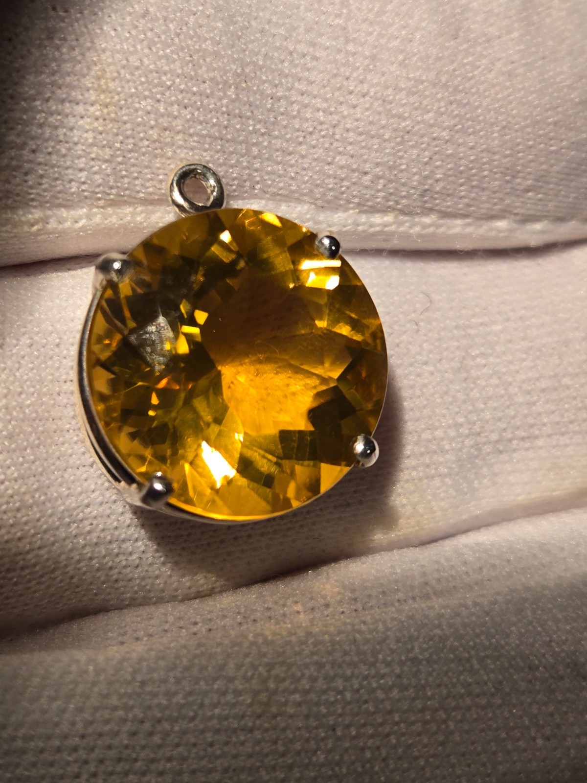 EXCELLENT CITRINE PENDANT 10.03CT NATURAL GLOWING/GREAT SATURATION/COLOR/LUSTER!