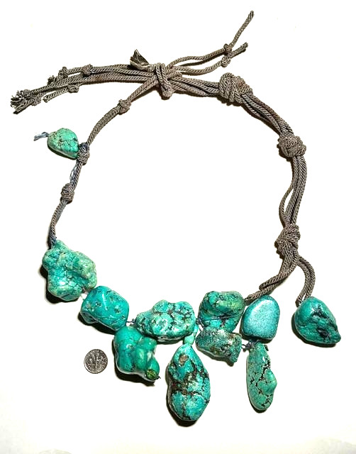 Genuine TURQUOISE Statement HUGE 2″ Raw Nugget TIBETAN 10 oz NECKLACE OOAK