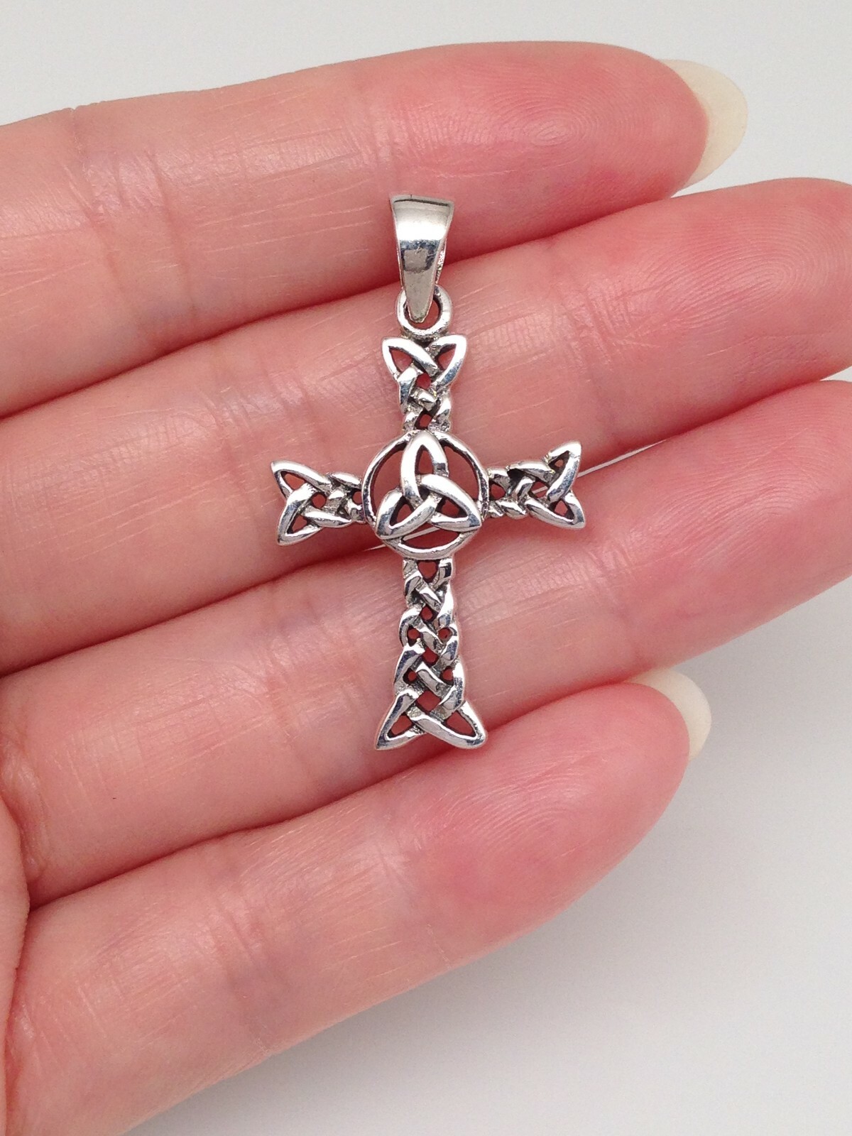 Celtic Knot Cross Pendant 925 Sterling Silver Mens Womens 26mm(1.02″)/35mm