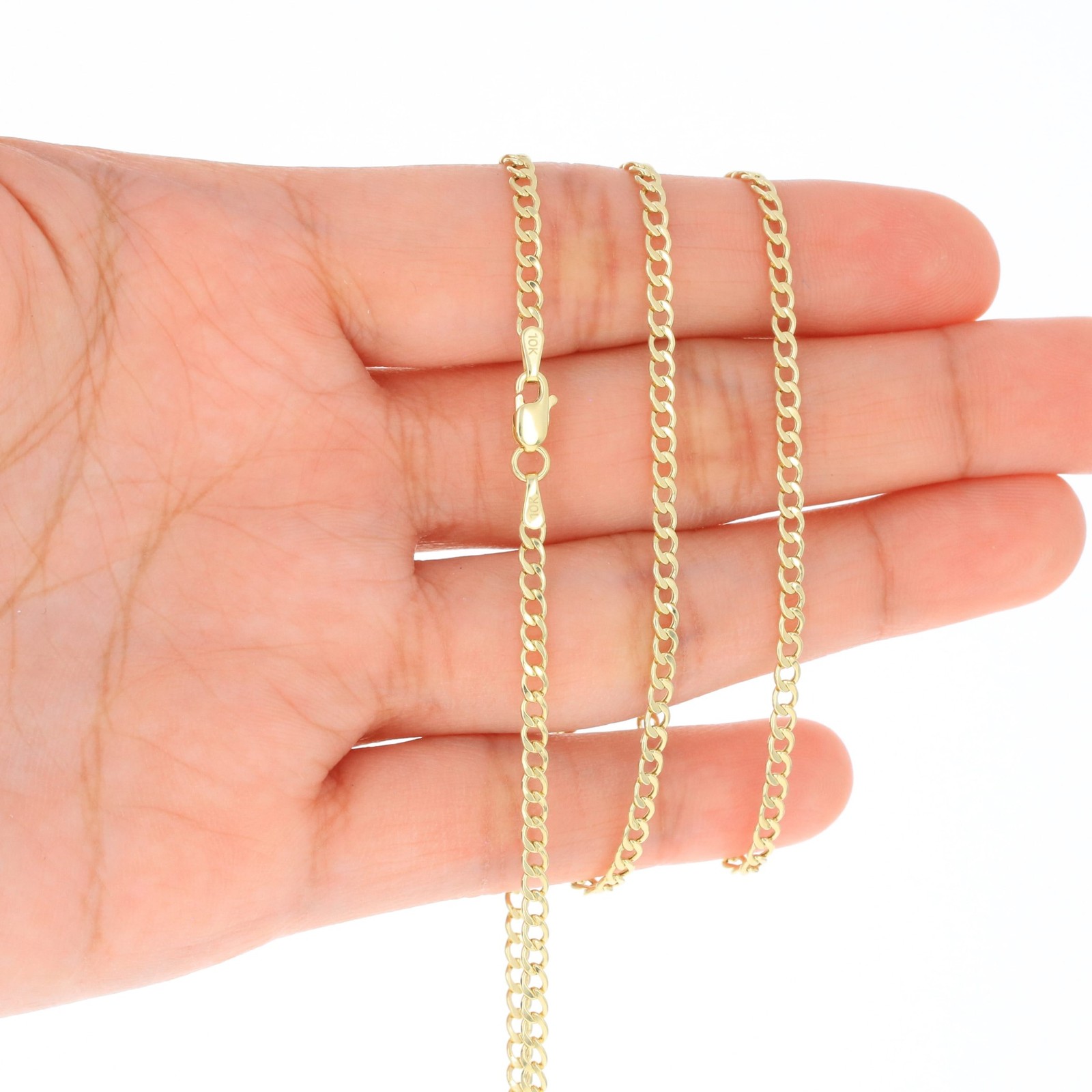 10K Yellow Gold 2.5mm Italian Cuban Curb Chain Link Necklace Mens Women 16″- 26″