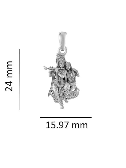 925 Sterling Silver Radha Krishna Pendant Hindu Religious Unisex Charm Gift 2.9g