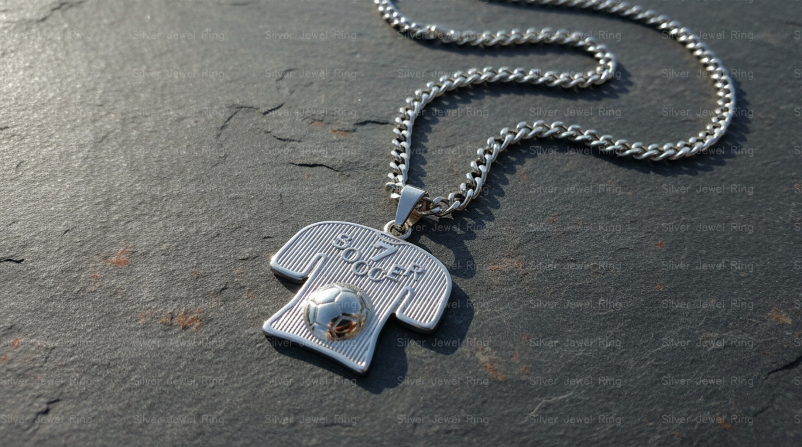 Silver Jewel Ring Soccer Jersey Pendant Necklace 925 Sterling Silver