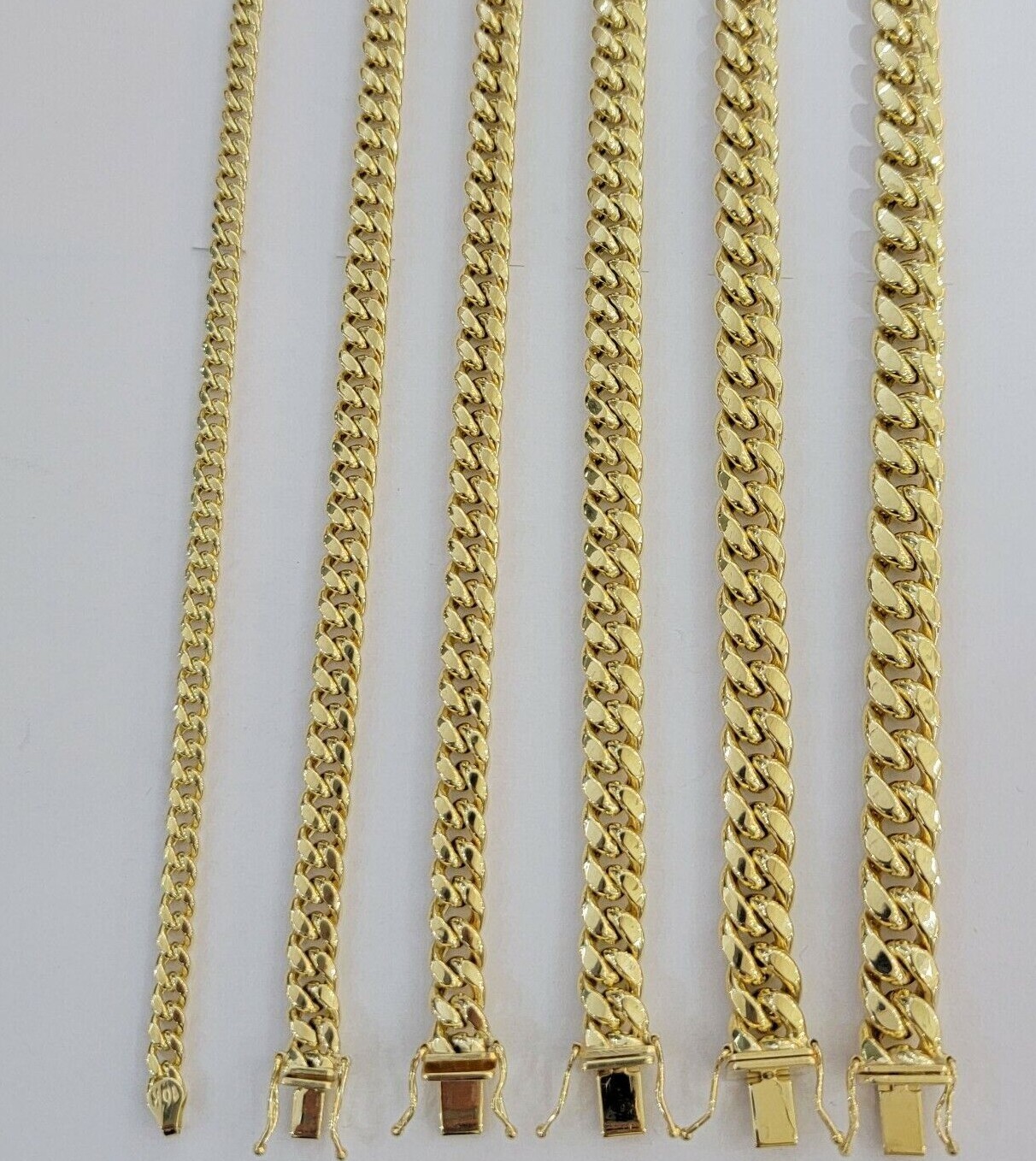 Real 10k Gold Miami Cuban Link Necklace chain & Bracelet 5-10mm 8″-30″ Men Women