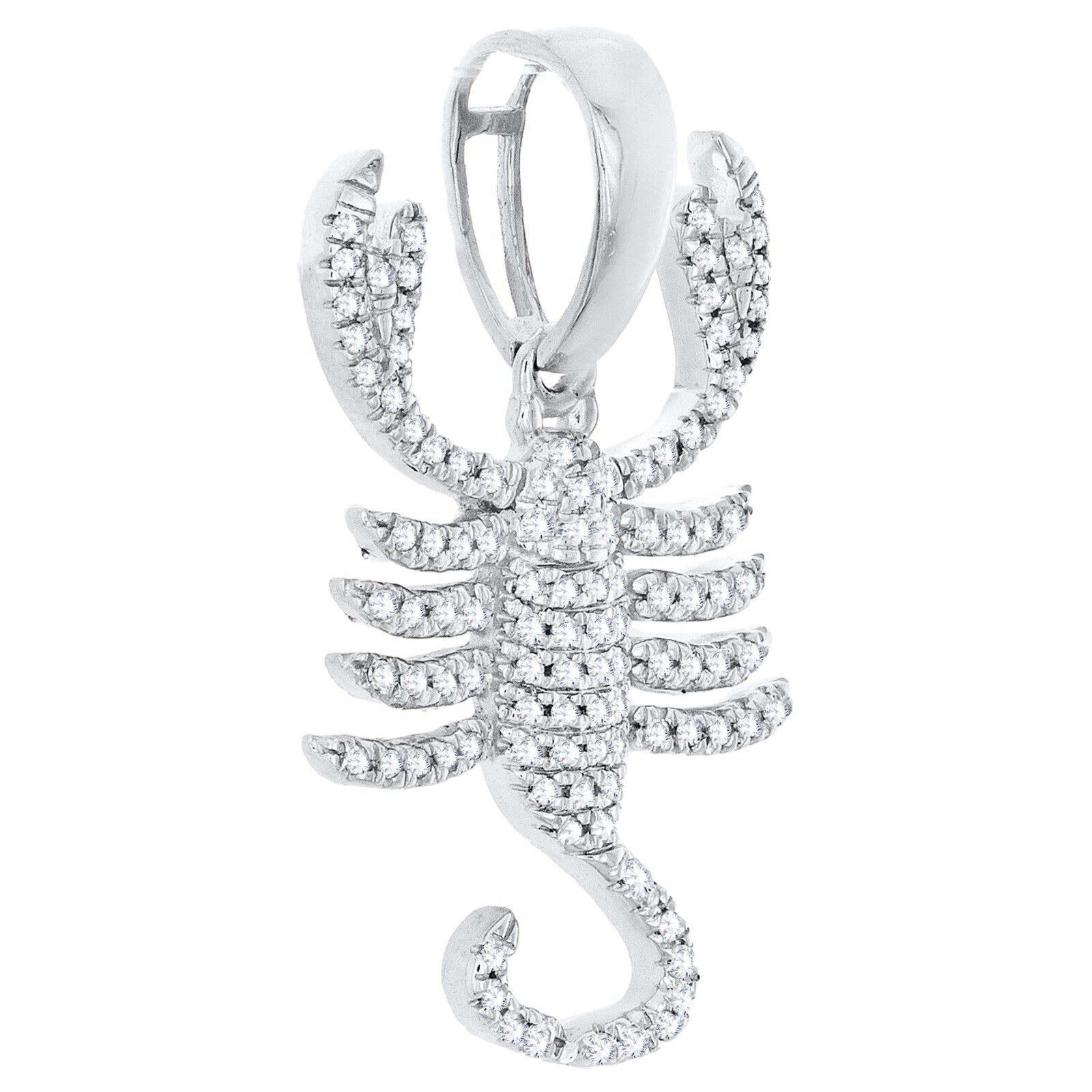 0.30 Ct Certified Diamond Horoscope Scorpio Sign Pendant Chain 10K White Gold