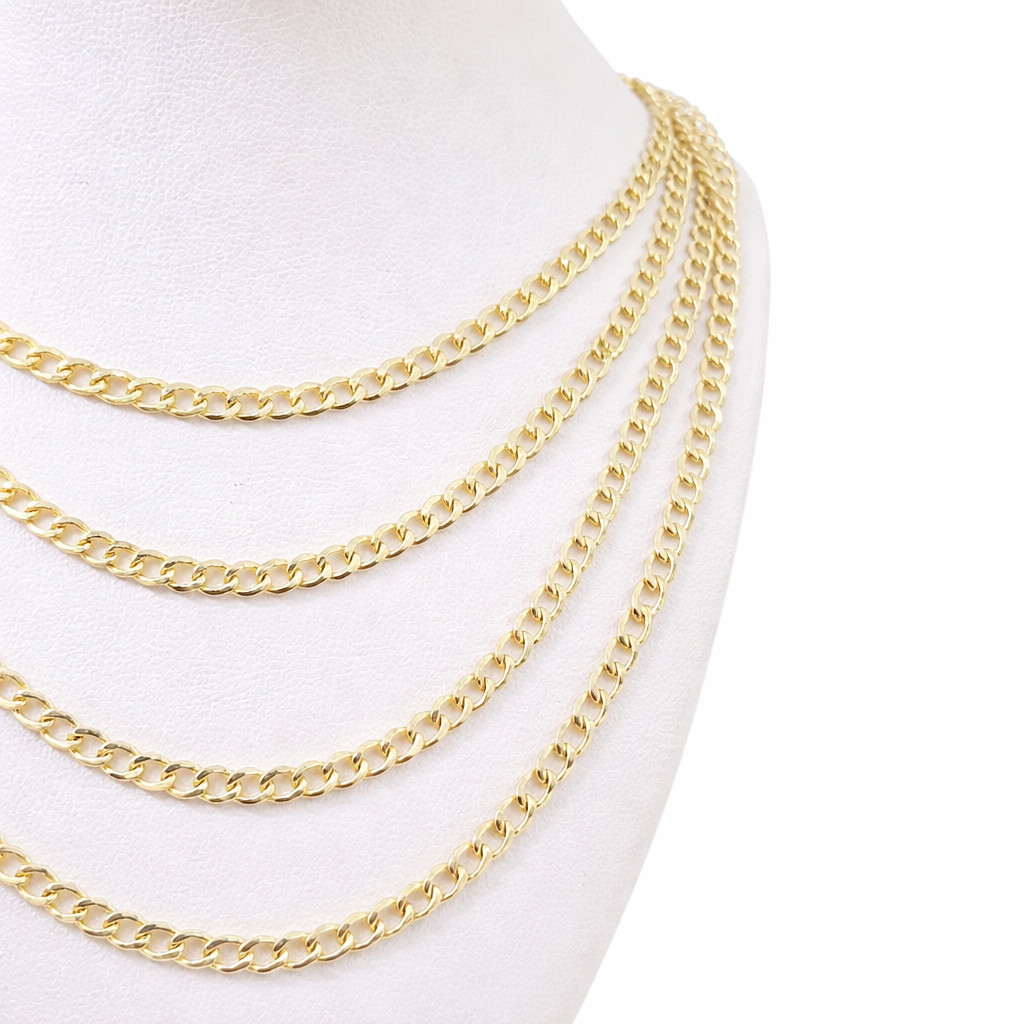 Real 14K Gold Cuban Curb Link Chain Necklace 5mm Mens Womens 18 20 22 24 Inch
