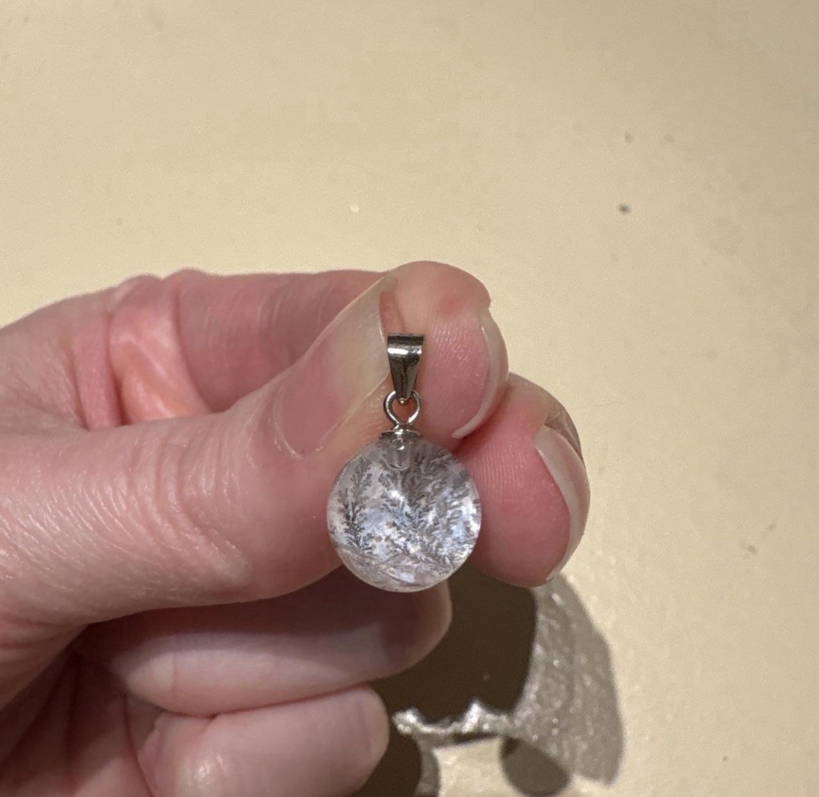 Sterling Silver 925 Dendritic Agate Globe/Sphere Pendant