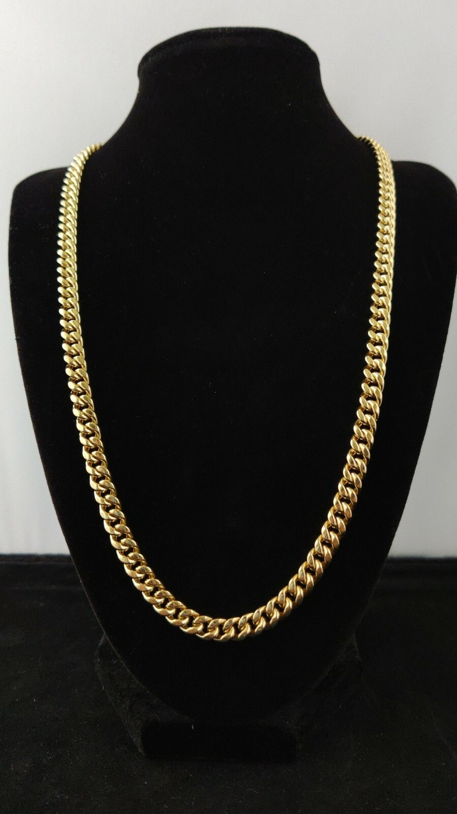 10k Real Gold Miami Cuban Link Chain Necklace 6.7mm 22 Inches Real 10K Yellow