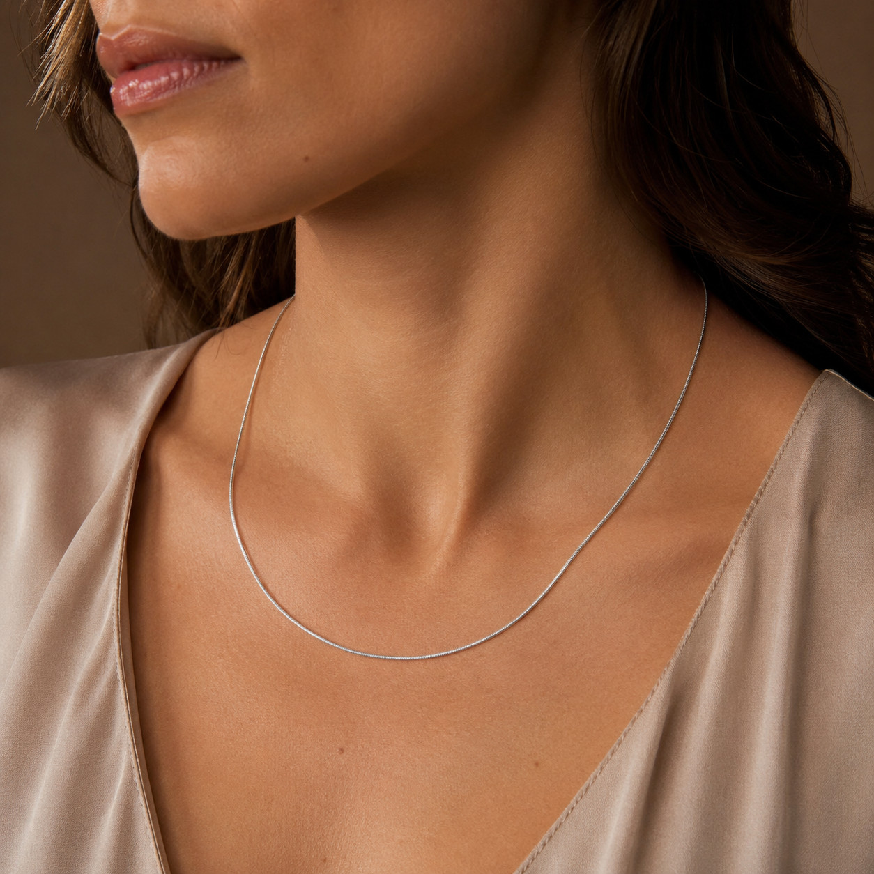 925 Sterling Silver Rhodium Plated Snake Chain Necklace – 1mm
