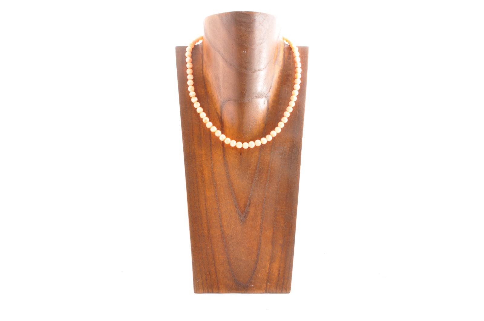 Vintage Salmon pink coral Necklace and ear clip set (17.3in 152ct) Certificate