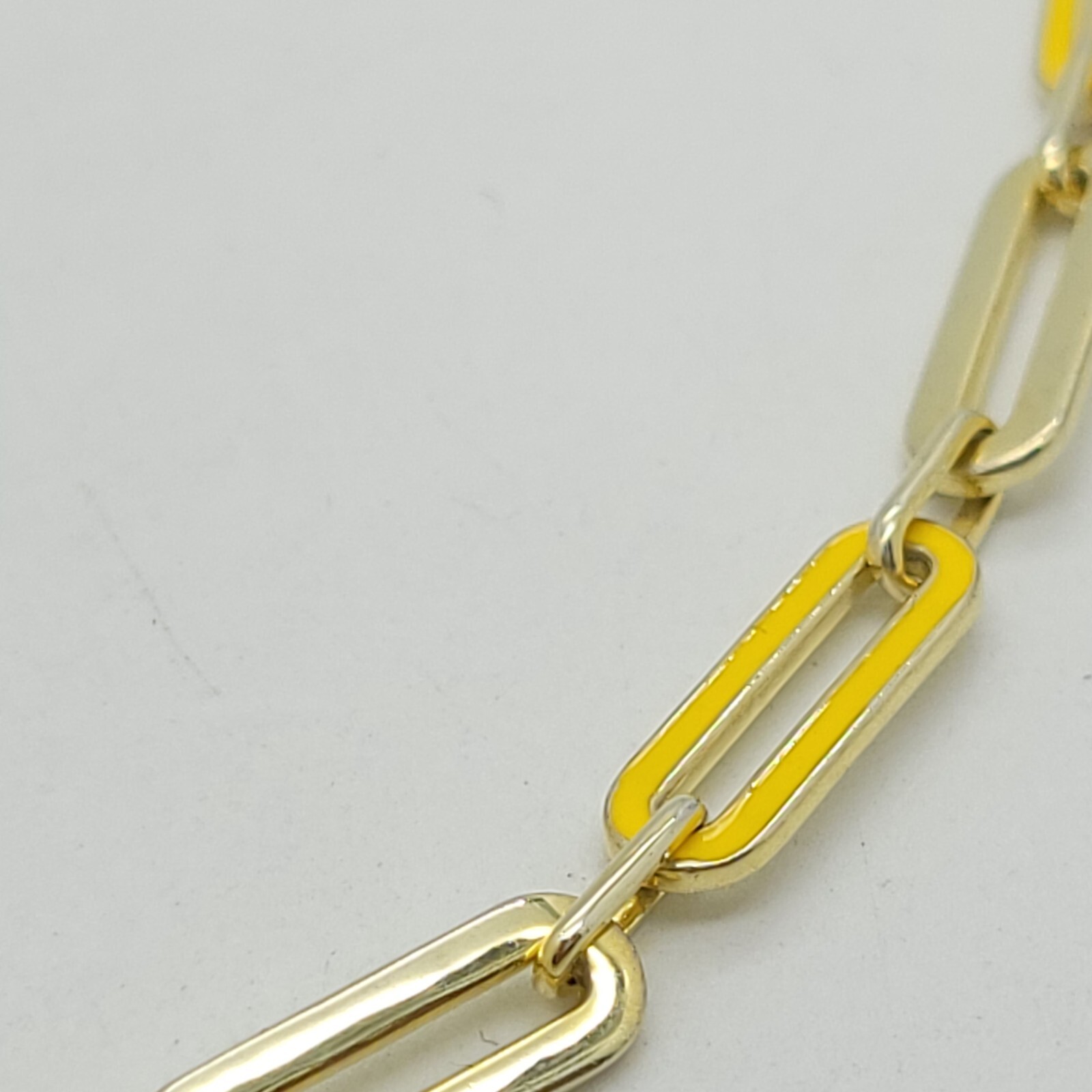Adinas Jewels Sterling Silver Gold Tone Pastel Yellow Enamel Paper Clip Necklace