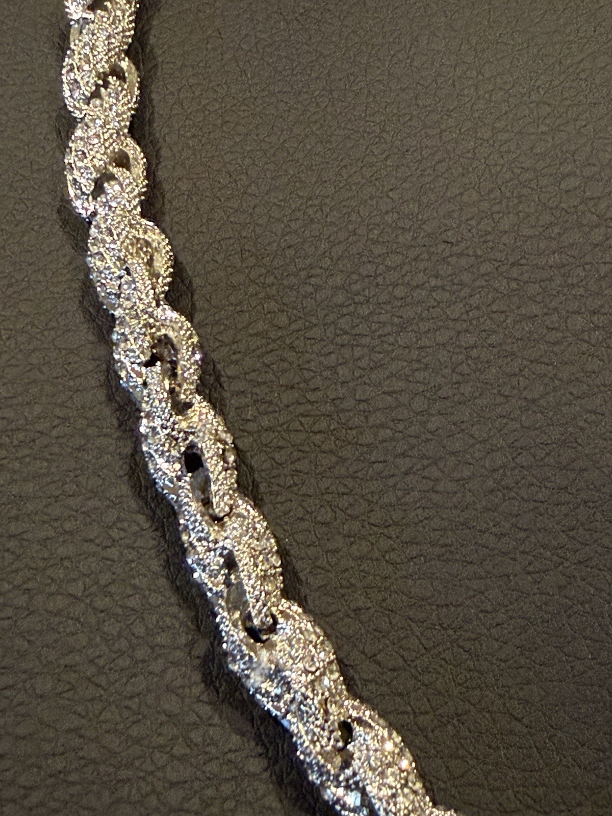 Italian Silver Rope Chain 24-inch Iced Out Moissanite Tennis Necklace