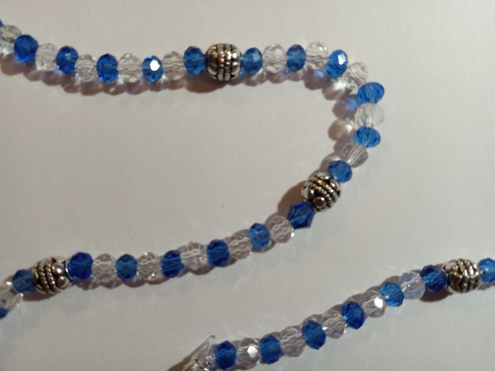 Beautiful Magic Necklace with Blue and Transparent Crystals with Silver
