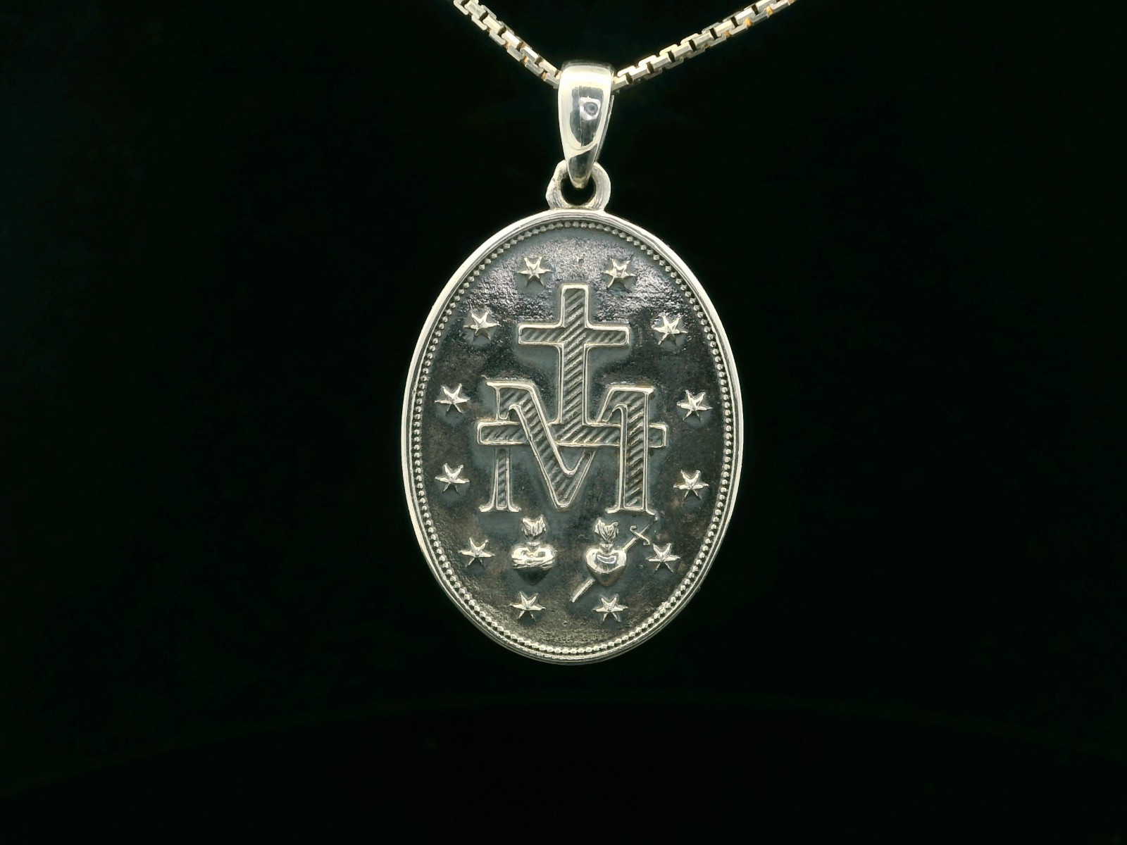 925 Sterling Silver Two-Sided Miraculous Medal Necklace