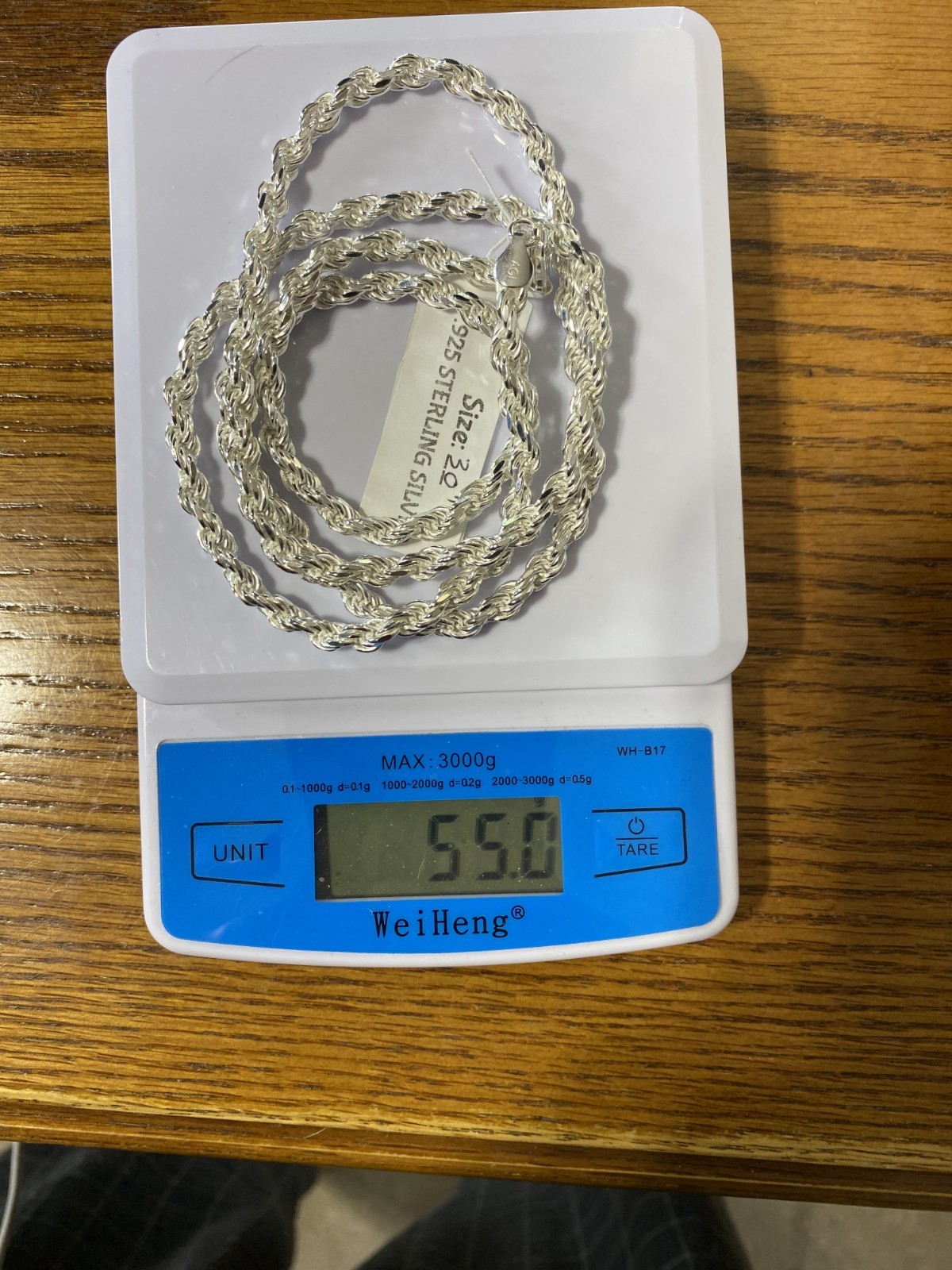 AGI Hallmarked Sterling Silver Heavy Rope Chain Necklace 5mm 30″ Italy 55g