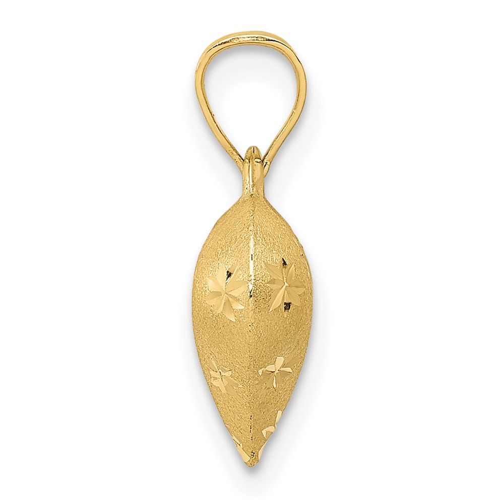 14k Yellow Gold & Satin Diamond-cut 3-D Puffed Heart Pendant 0.41gm L-16mm