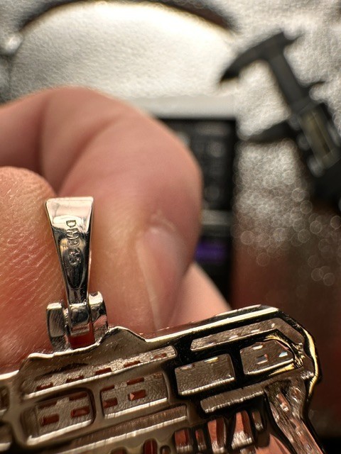 Sterling Silver 925 Iced Out AK-47 Rifle Pendant Baguette Moissanite Hip Hop