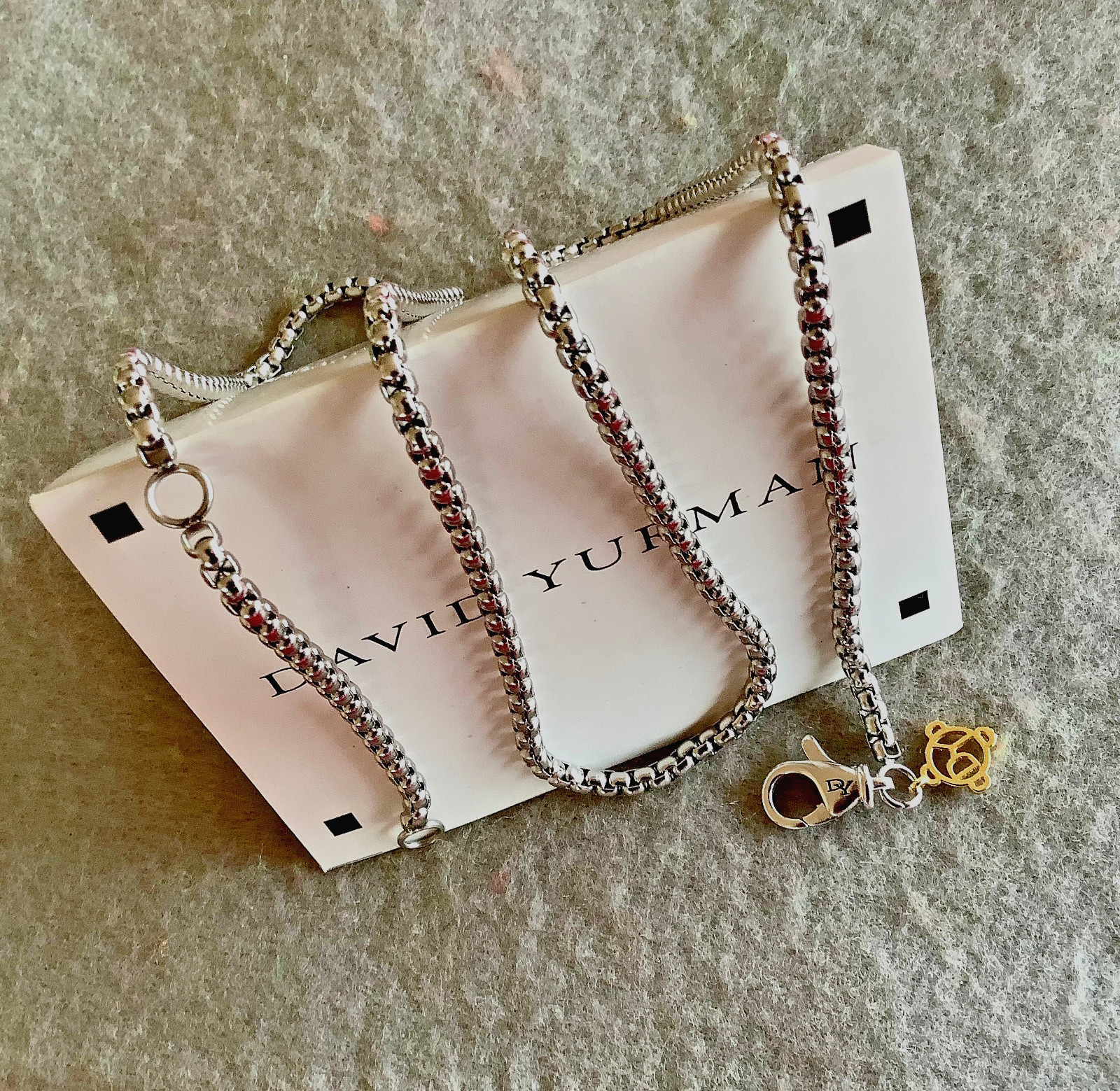 DAVID YURMAN Men’s 2.7mm Box Chain Necklace 20″/22″ Adj w/14k Tag