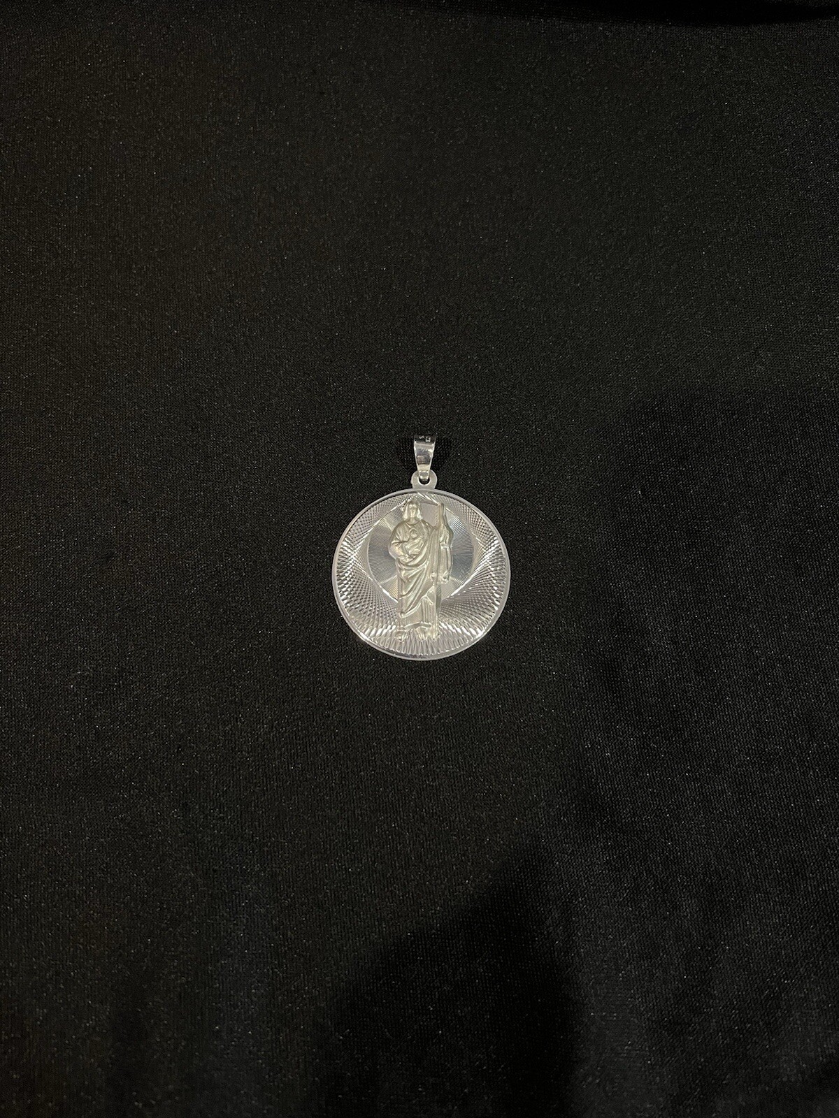 925 Sterling Silver Mens Womens Big St Jude San Judas Round Pendant Medal