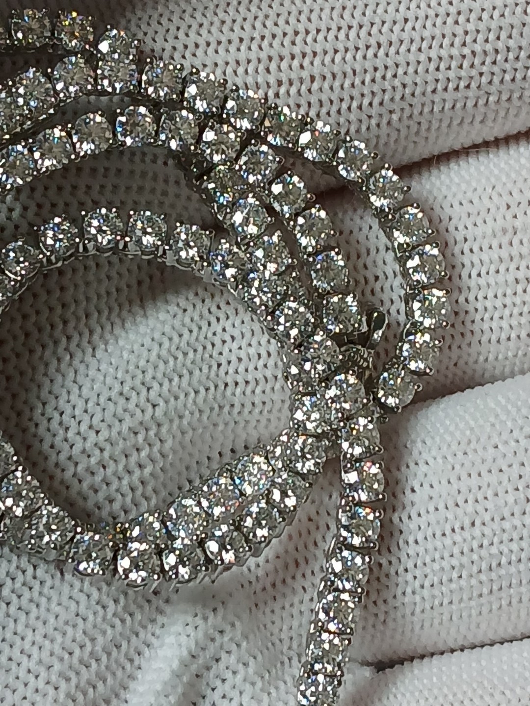 VVS D Color Moissanite Tennis Chain 16″ Rhodium Plated .925 St. Silv. 3mm W/box