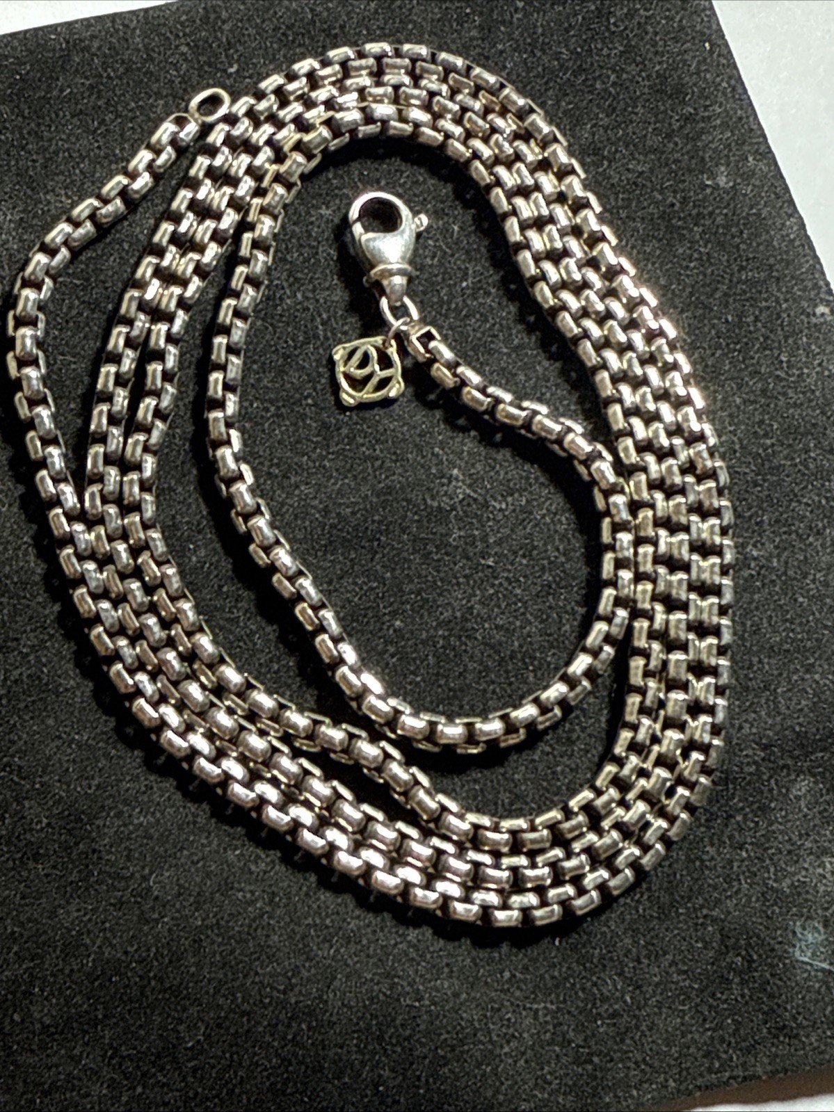 David Yurman Box Chain Necklace 33” 3mm Sterling 14k Hang Tag 50.2gr Vintage