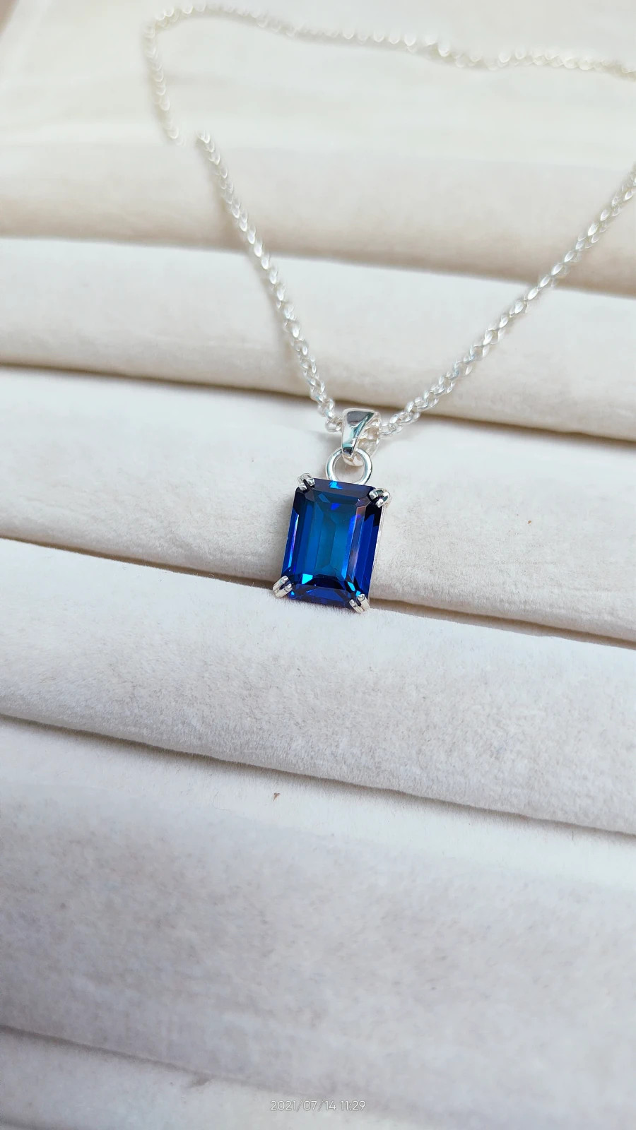 5.00 Ct Emerald Cut Natural Sapphire Diamond Gorgeous Pendant 14K White Gold