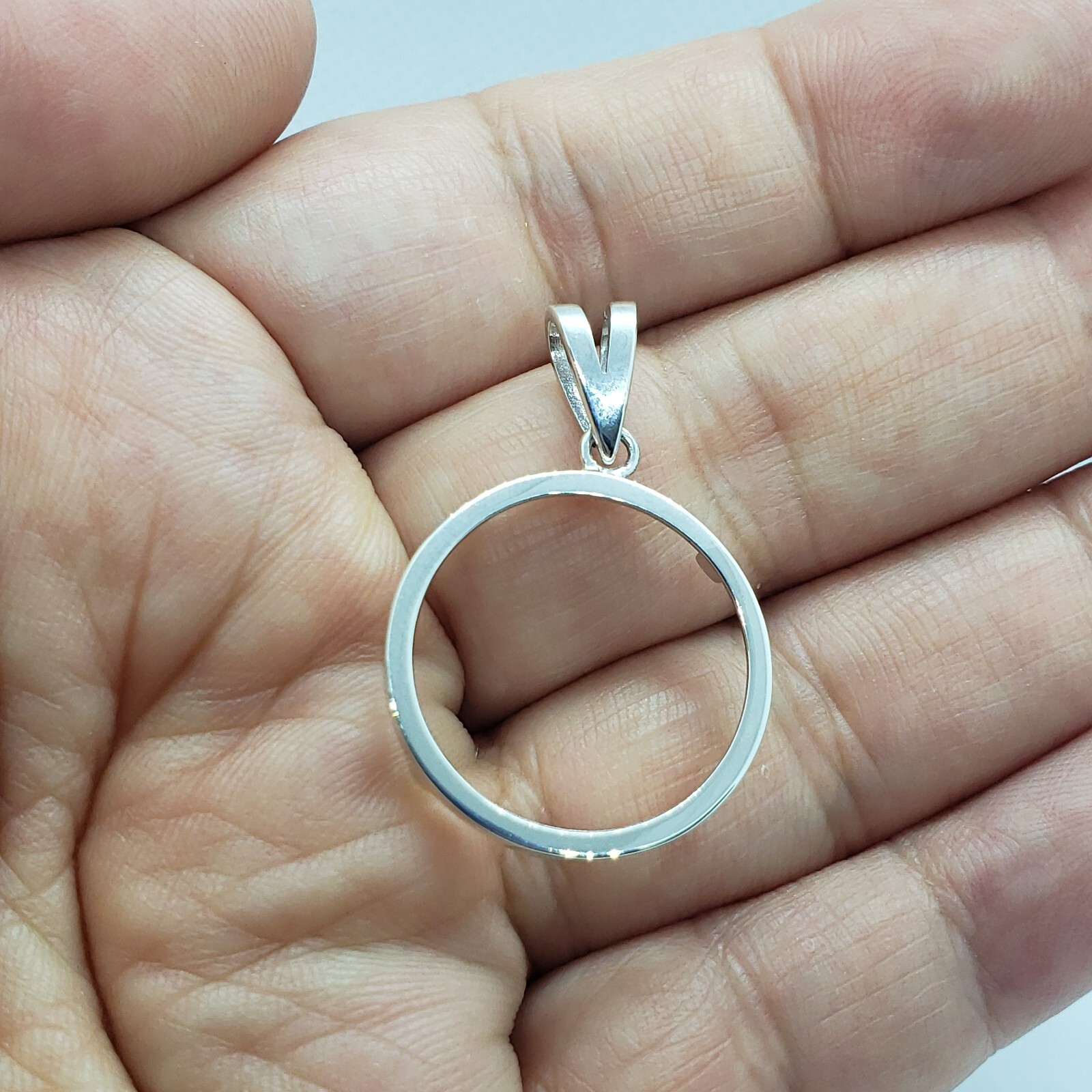 Sterling Silver Nickel Bezel 22 mm Coins Prong Back Square Edge 5 Cent No Coin