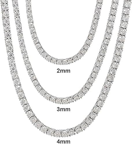 5.25 Ct 2MM Width Tennis Chain Necklace Lab Created Moissanite Sterling Silver