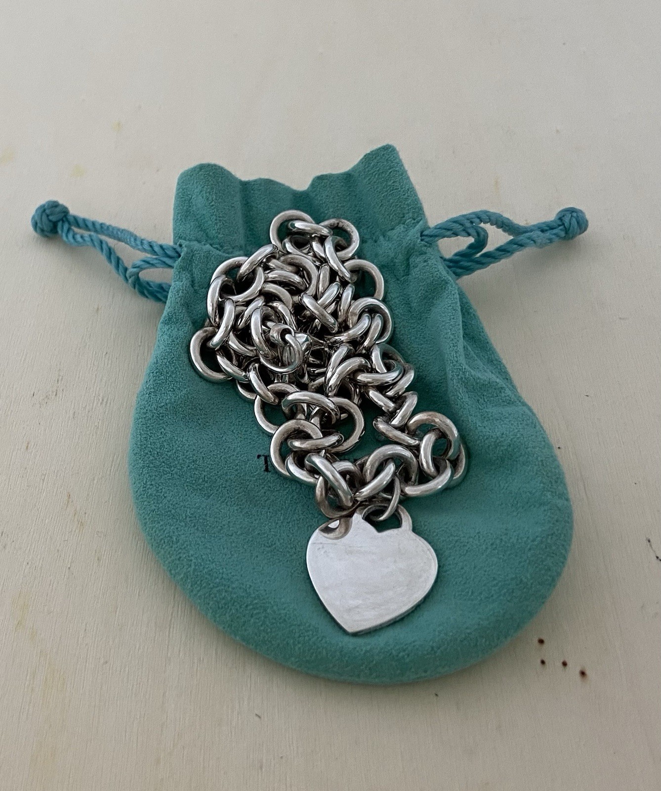Tiffany & Co Silver Heart Charm Chain Necklace