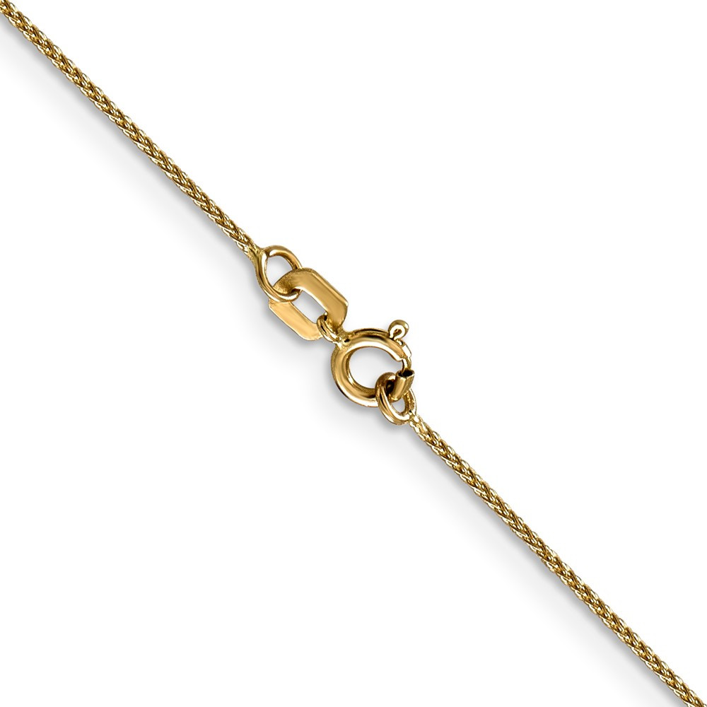 14k Yellow Gold Diamond-Cut 0.65mm Spiga Wheat Pendant Chain Necklace 18 Inch