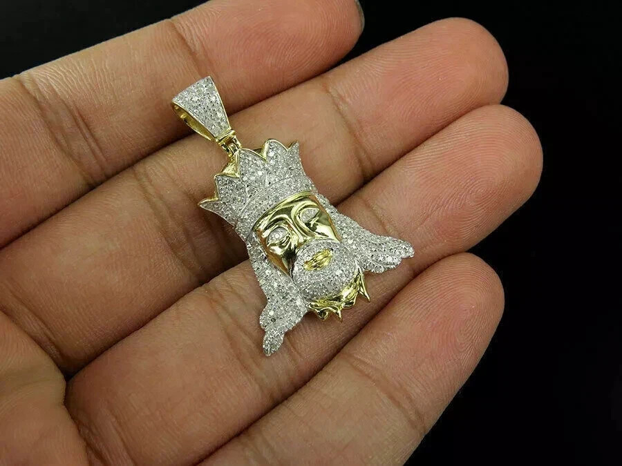 3.00Ct Round Cut Lab Created Diamond Unisex Pendant 14K Yellow Gold Finish