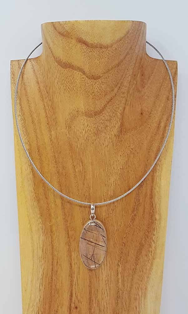 Silver Pendant Gemstone Tourmaline Quartz 13.8g AA Quality Eye Clean 925 Silver