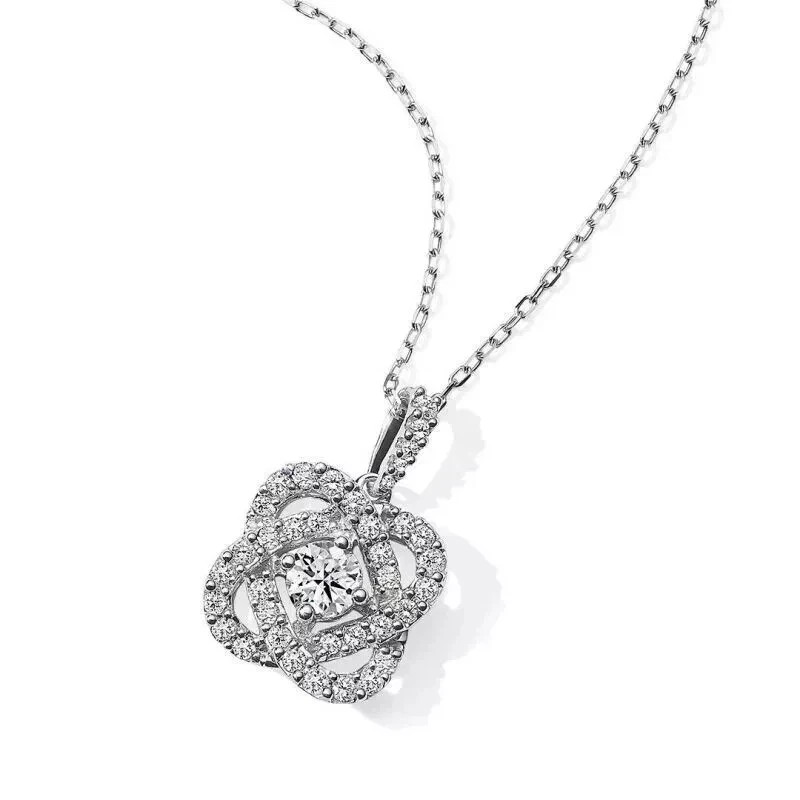 1Ct Brilliant Cut Moissanite Center of Me Design Pendant Necklace in 925 Silver