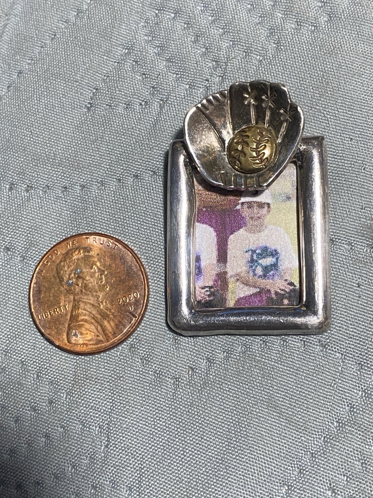 Baseball Photo Frame Sterling Pendant Baseball Glove