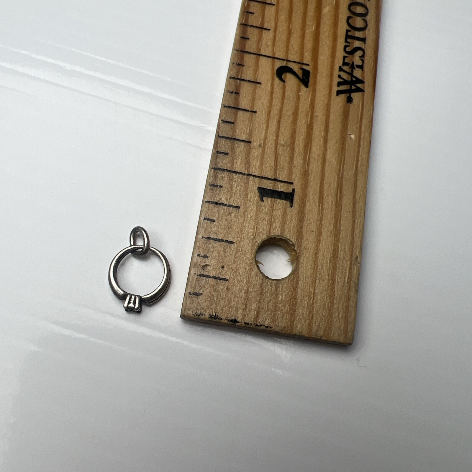 925 Sterling Silver Retro Charm Pendant Mini Wedding Band Ring Anniversary Gift