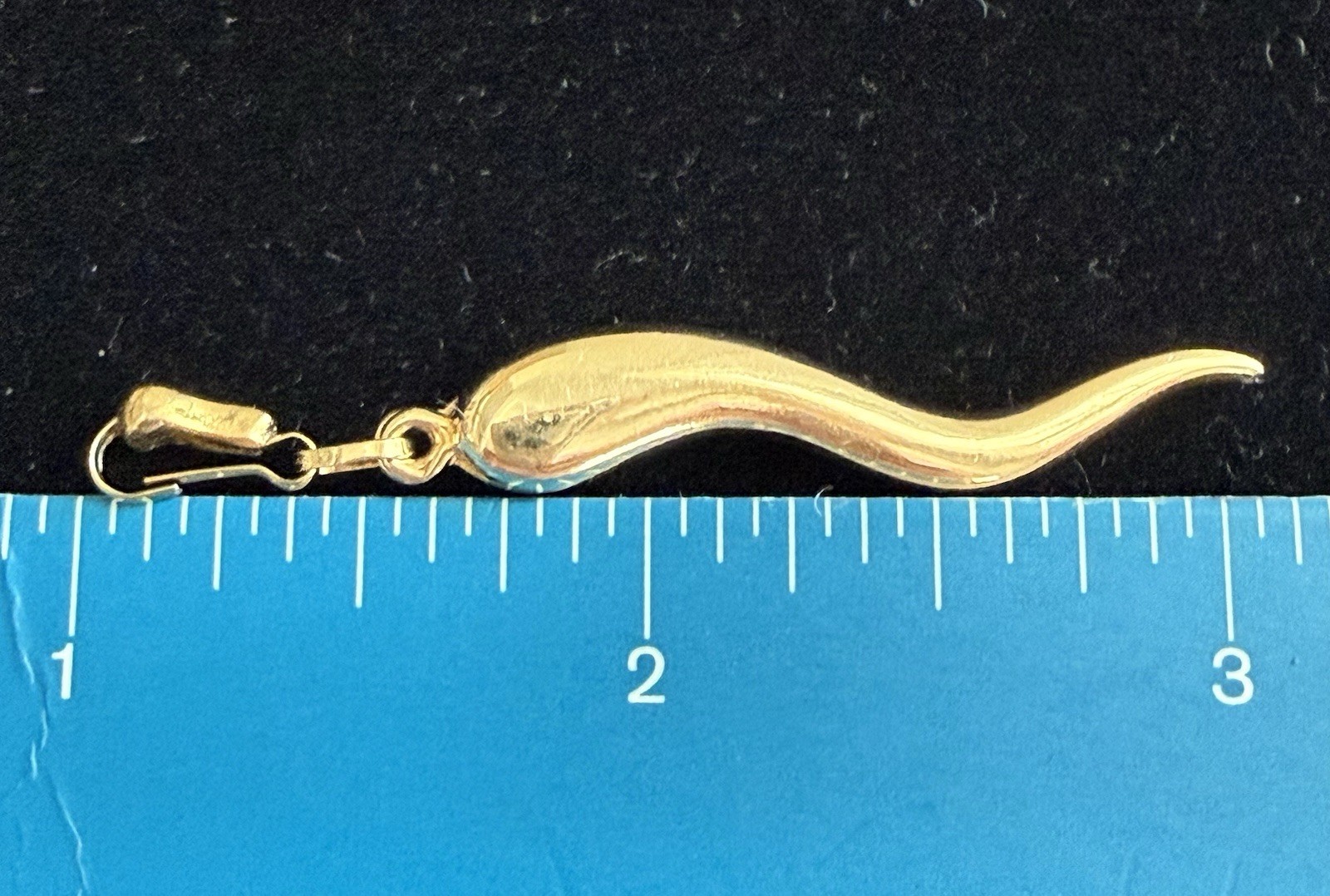 Italian Horn Pendant 14k solid GOLD 2.25″ Large Good Luck Charm Gold Cornicello